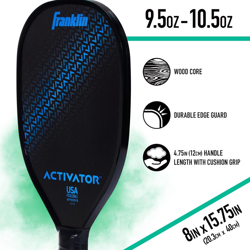 Franklin Sports Pickleball Paddle and Ball Set, Wooden Racket + Pickleball 2-Player Activator, USA Pickleball (USAPA) Approved, Multicolor