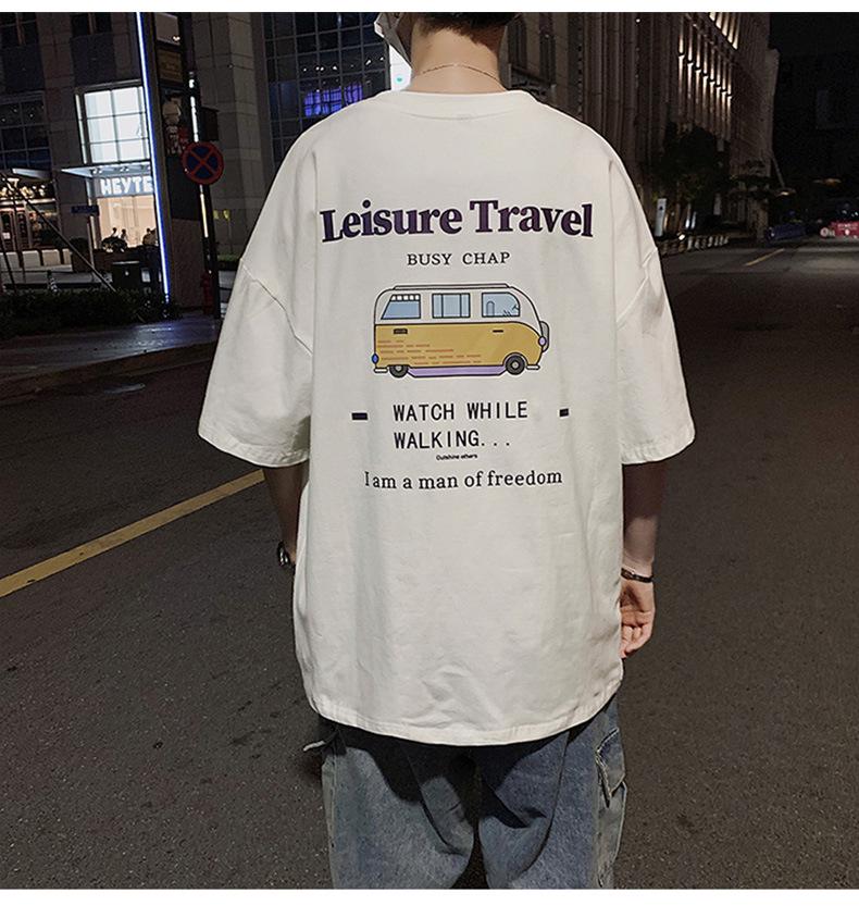 Trendy 2021 Summer Short-Sleeved T-Shirt for Middle School Boys - Loose Fit, Big Size, College Style