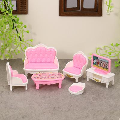 1Set 1:12 Dollhouse Miniature Sofa Tv Coffee Table Living Room Set Furniture Home Model Decor Toy Doll House Accessories
