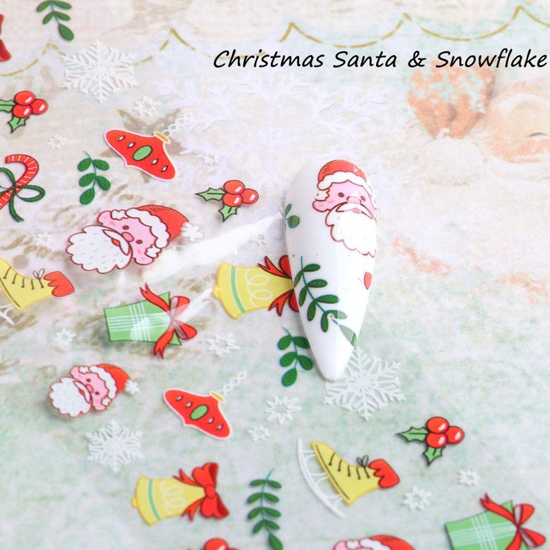 10 Sheet Winter Xmas Nails Transfer Foil Christmas Santa Claus Elk Colorful Starry Sky Paper DIY Stickers for Manicure Tips