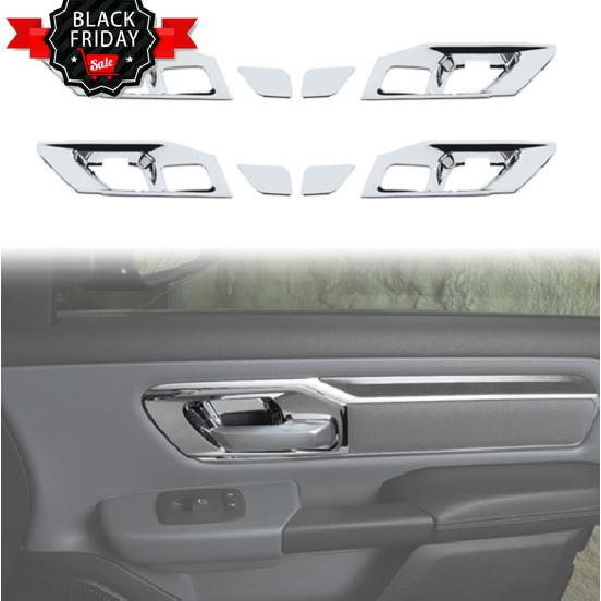 Interior Door Handle Bowl Trim Cover Decor For Dodge Ram 1500 2018+ Chrome
