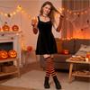 Women's Halloween Striped Over-the-Knee Socks and Gloves Set, Colorful Matching Party Costume Accessories
