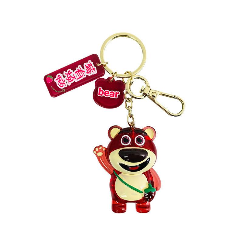 Bear Crystal Strawberry Keychain Adorable Resin Pendant For Bags And Keys