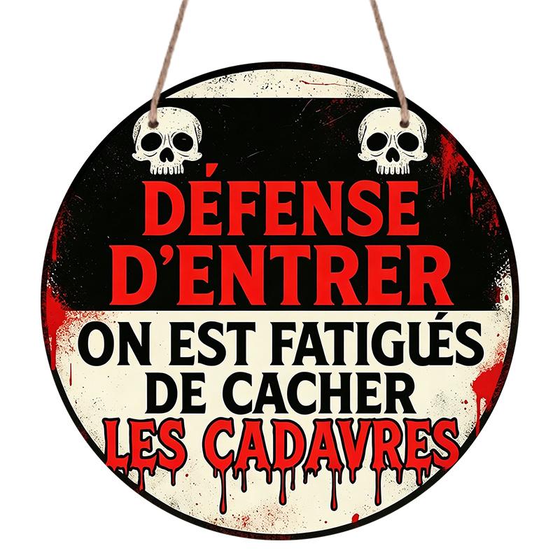 2D Flat Aluminum French-style Fun Warning Signs and Plaques, Available In Various Sizes. Vintage Dripping Skull Wall Decorations, Suitable for