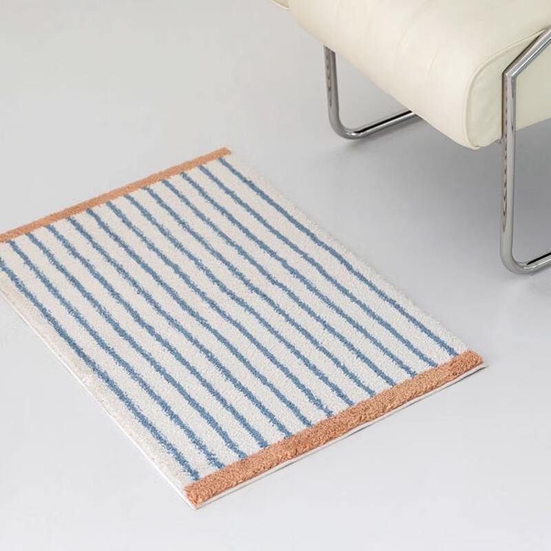 OEING Korean Striped Plaid Absorbent Bathroom Mat 45x75cm