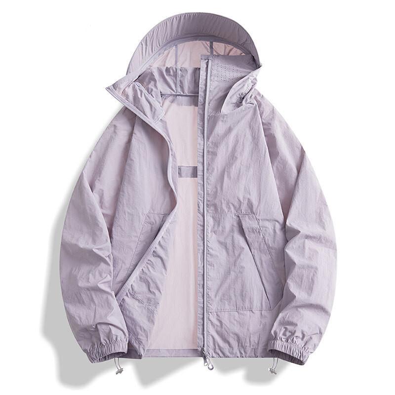 

Unisex Loose Fit UV Protection Windbreaker Summer Outdoor Fashion Thin Jacket Breathable Quick Dry Anti-UV Nylon Climbing 3XL фиолетовый
