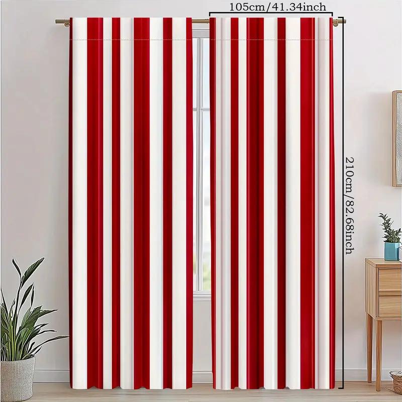Tende Stampate a Strisce Rosse Bianche Trasparenti Materiale di Qualità Design Stile Nautico Casa Con Set di 2 Tende in Poliestere Lavabile