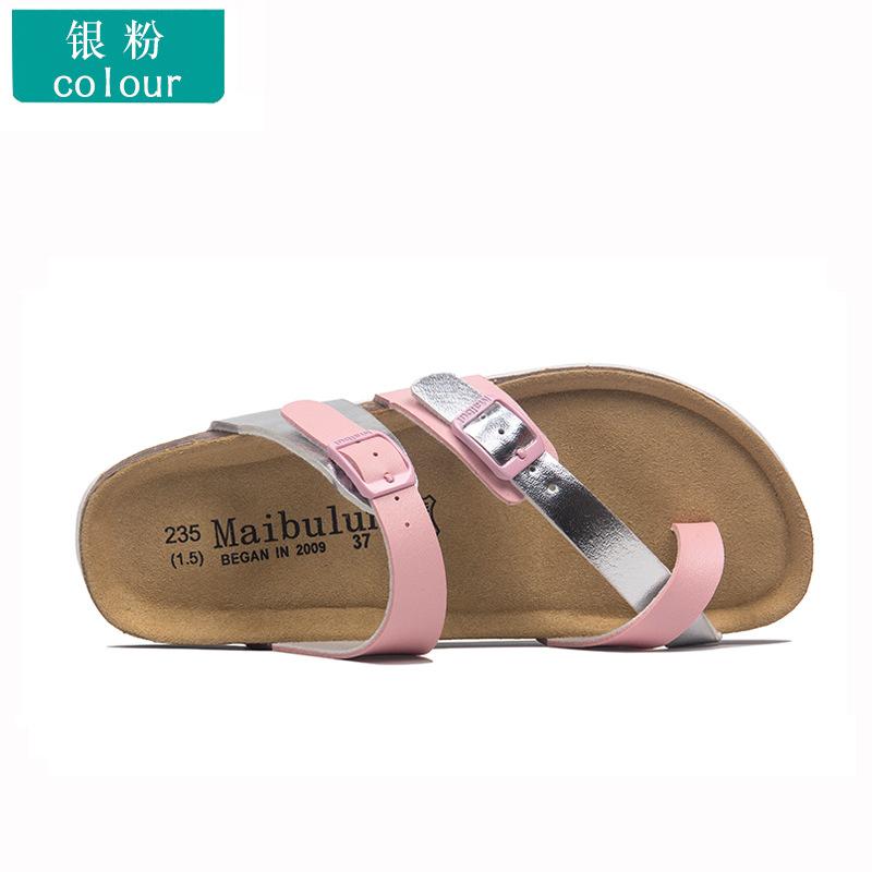 Fashion Low-top cork beach flip-flops beaded couple beach flip-flops soft heel flat slippers women summer unisex slippers