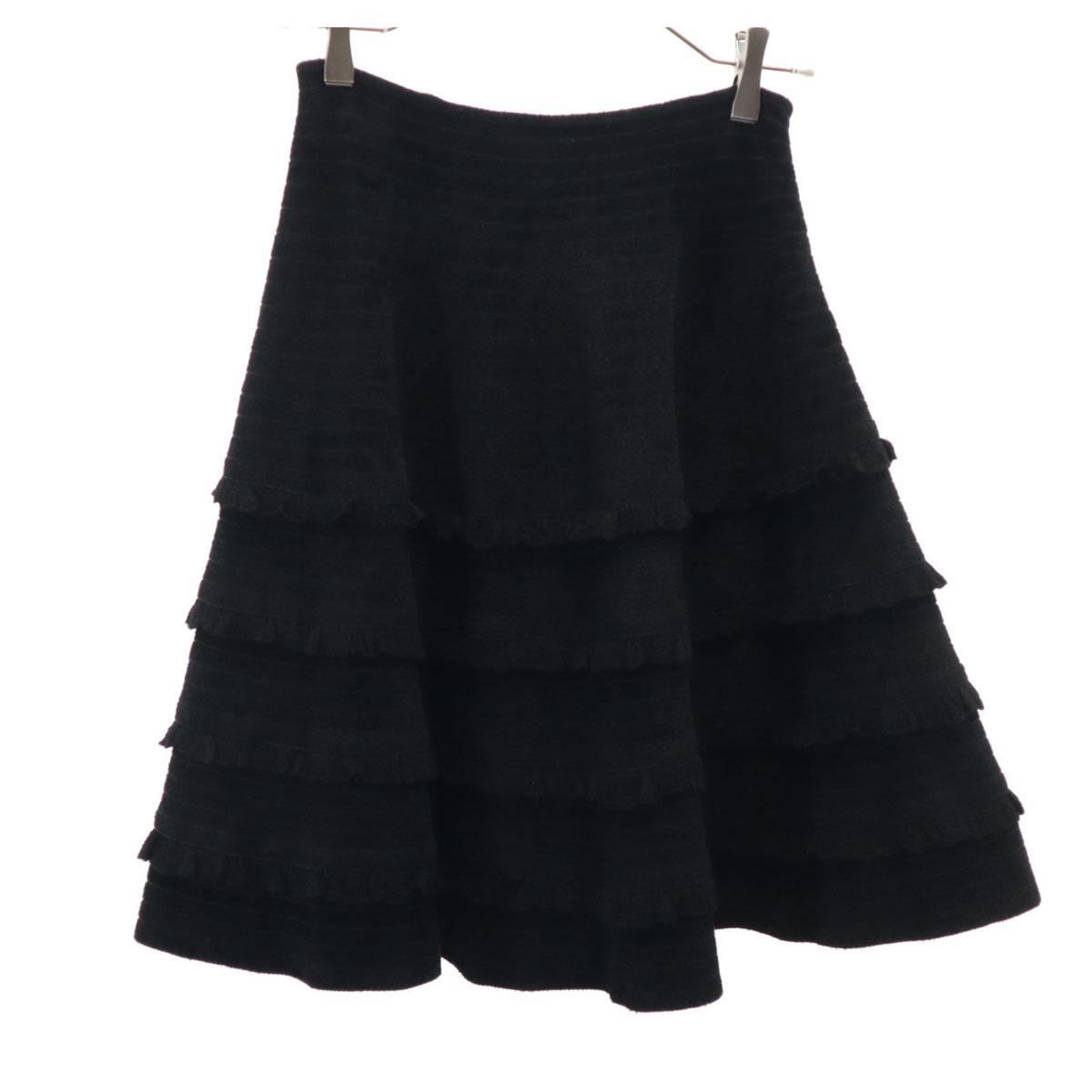 

FOXEY made in Japan Midi length knit Tiered skirt 38 black Women Used