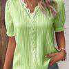 Amazon Independent Website  Summer New Vacation Fashion Hollow-out Short-sleeved Women's Shirt