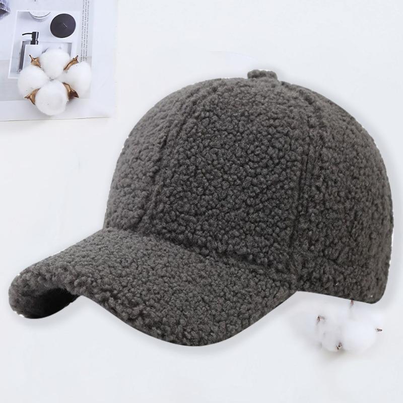 Autumn and Winter Lamb Wool Baseball Cap Warm Fashion Light Board Cap Embroidery Letter Hat