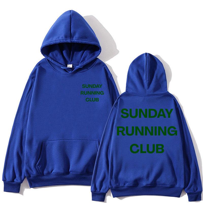 Klub Biegowy Niedzielny Graficzne Bluzy z Kapturem Mężczyźni Kobiety Sportowe Jogging Długi Rękaw Polar Luźne Streetwear