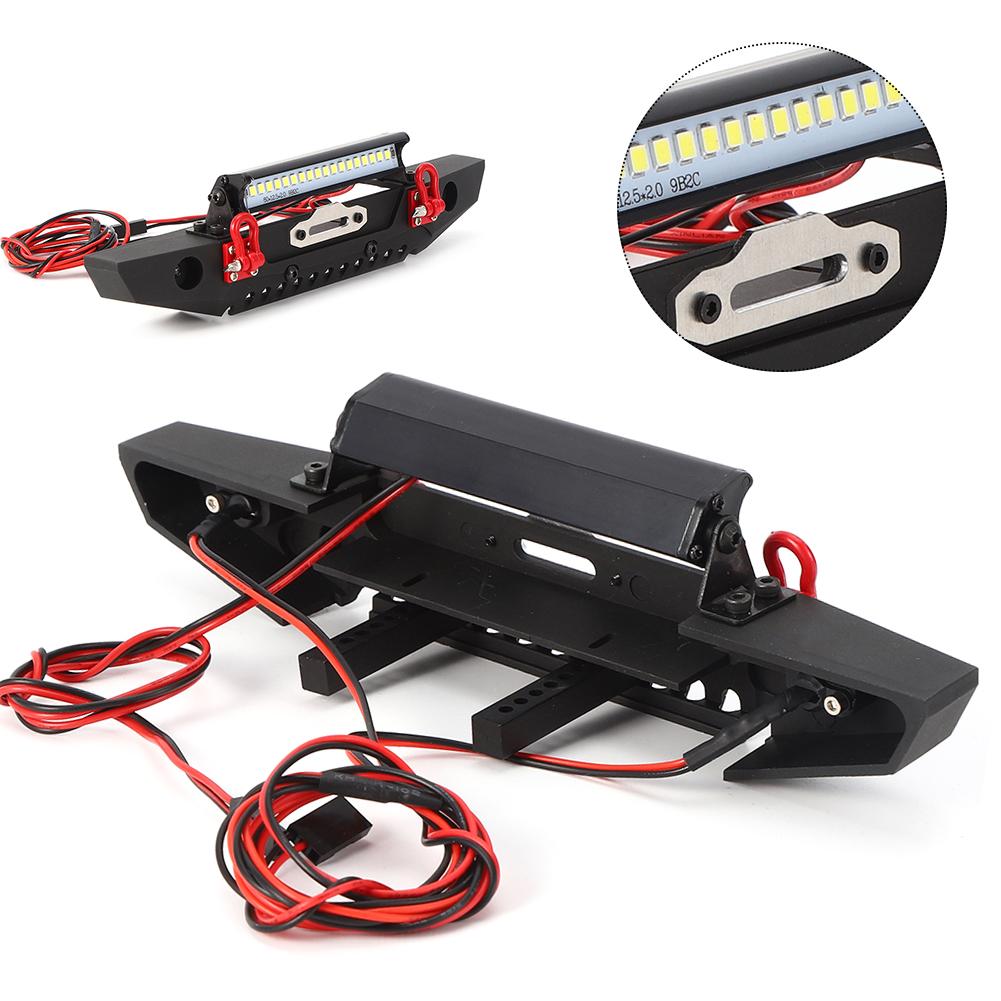 Anticollision Front Bumper with Spolights RC Car Parts Fit for TRX4 Axial SCX10 90046 1 10 RC Crawler Car