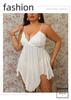 Plus Size See-Through Mesh Camisole V-Neck Dress - Sexy Short Skirt for Date Night