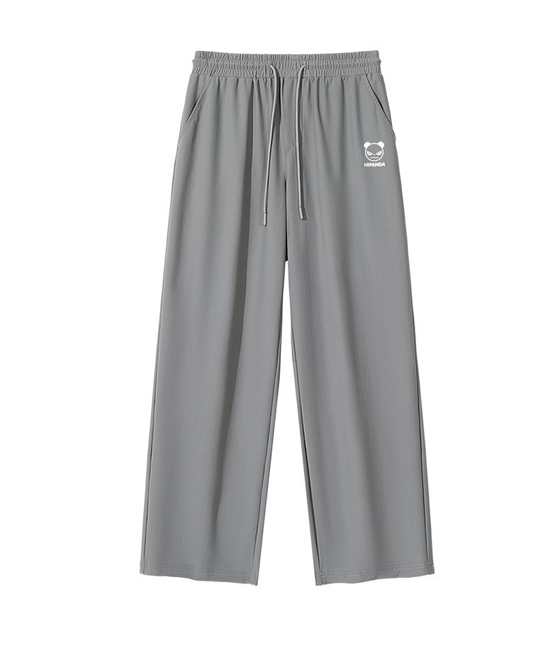 Hello Hipanda, Panda Ice Silk Cool and Simple Casual Pants with Straight and Wide Legs