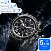 PINDOWS Genuine Leather Casual Analog-Digital Watch, Retro Racing Strap Model PDS-642, Silver/Black, Men's