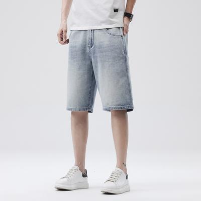 Light-colored Five-point Pants Summer New Style Men's Japanese Loose 5-point Pants Shorts Denim Medium Pants