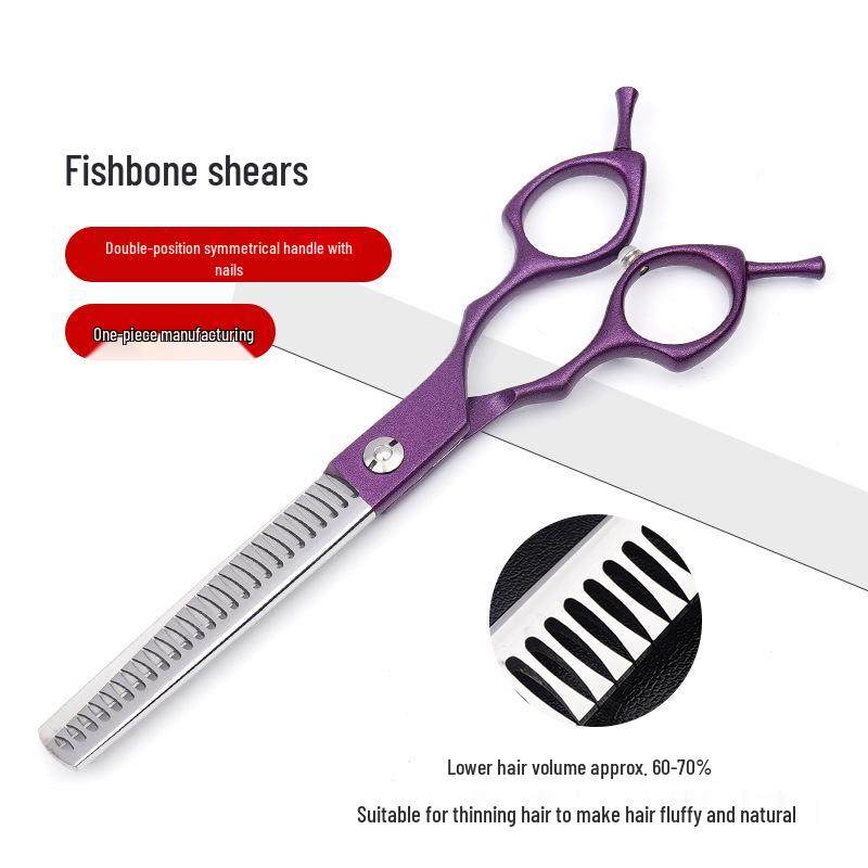 6.5-Inch Purple Pet Grooming Scissors Set: Curved, Upward, Downward, Thinning & Shaping Scissors