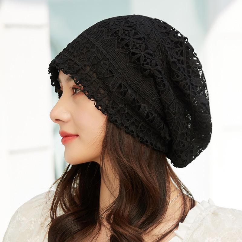 Women's Summer Lace Slouchy Hat - Breathable, Stylish, Thin White Hair Cover