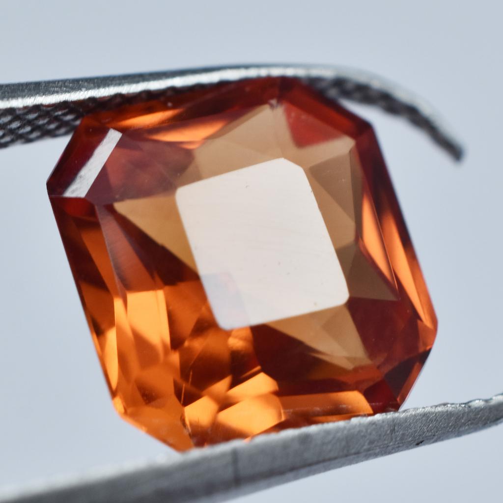 Natural Orange Sapphire Loose Gemstone Square Cut 3.80 ct September Birthstone for Gem Collections