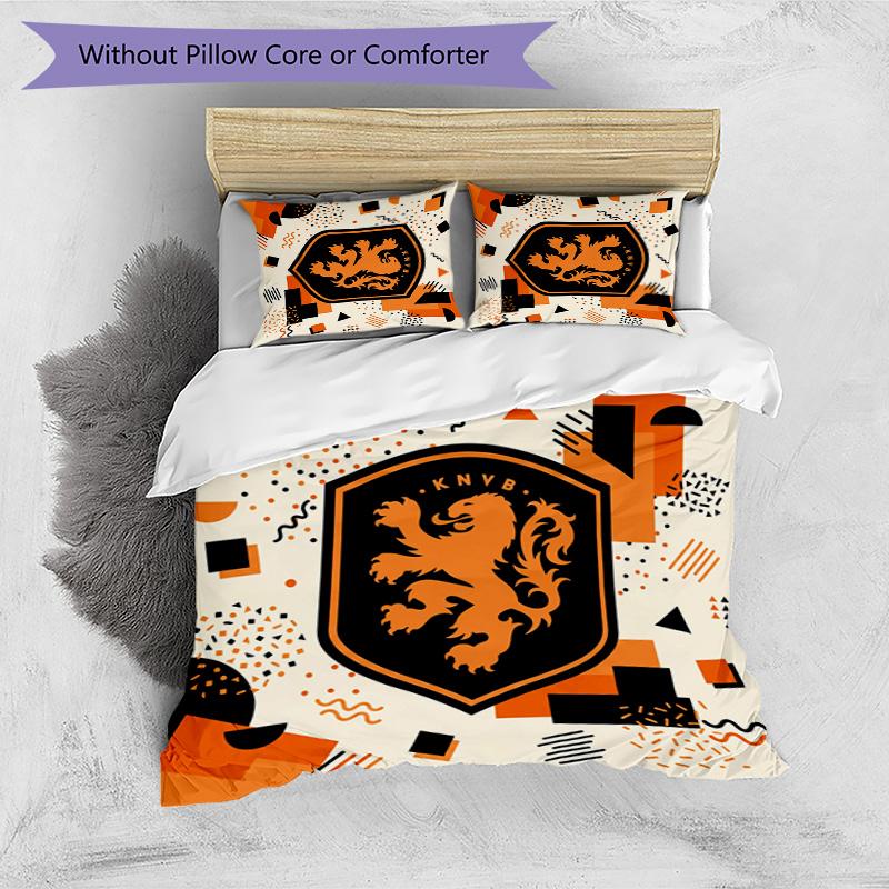 Niederlande Fußball Bedruckte Bettwäsche 3-teiliges Set Gemütliches Atmungsaktives Bettbezug-Set als Einweihungs-Feiertagsgeschenk