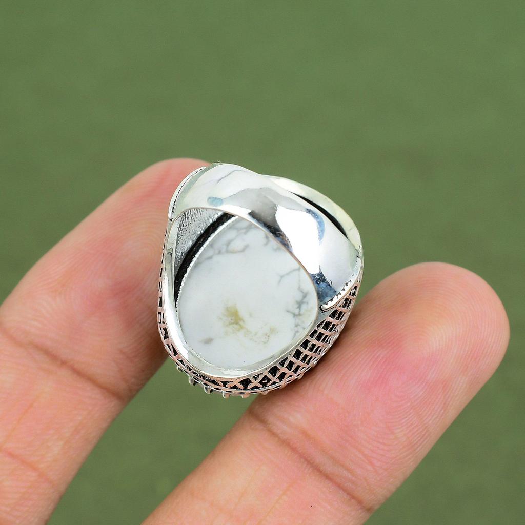 Howlite Ring 925 Sterling Silver Ring Handmade Brand New Ring Designer Jewelry Top Quality Gemstone Ring Gift For Her Available In Ring Size