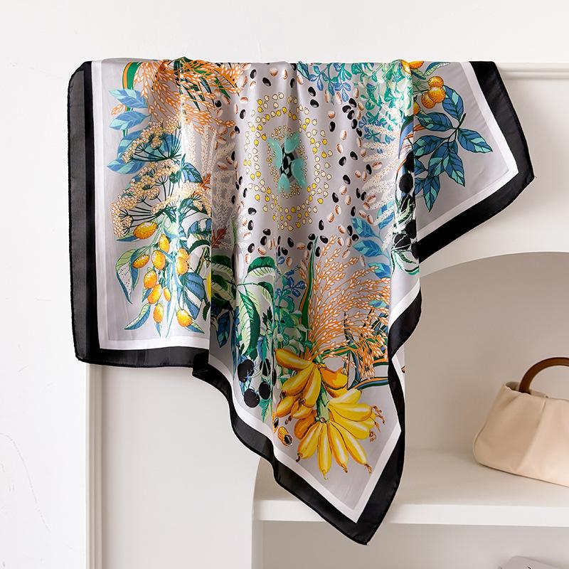 

Роскошные Новые Принтованные Шарфы Женский Шелковый Шарф Весна и Лето Цветочные Украшения Маленькие Галстуки-бабочки Повязки для волос Сумки 70x70cm
