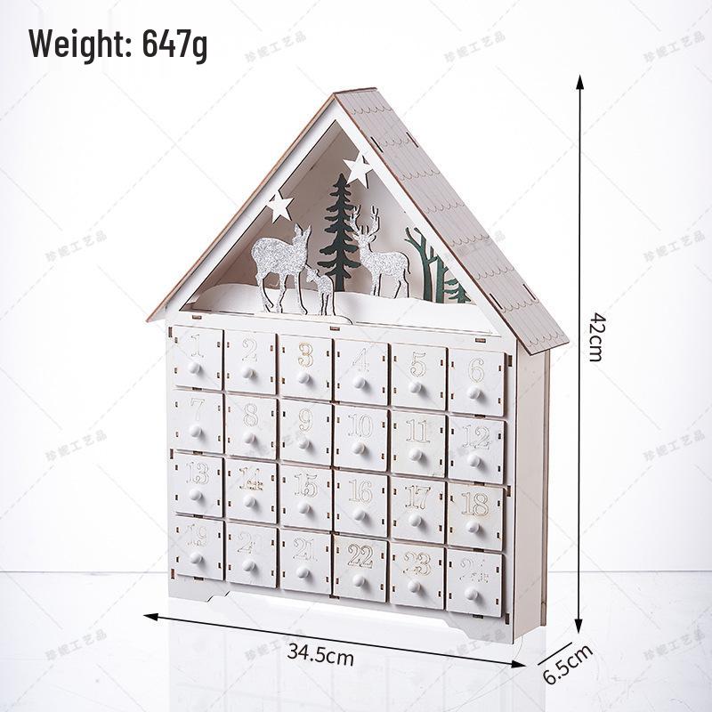 White 24-Day Christmas Countdown Calendar Ornament for Home Decorations
