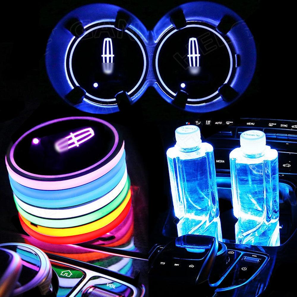 

Led Colorful 2pcs Car Cup Holder Pad Mat For Auto Atmosphere Lights