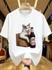 Cartoon Katze Kurzarm WoUnisexs WoUnisex Kurzarm Paare Kurzarm Bequem Zuhause Übergröße Kurzarm Hemd Tops