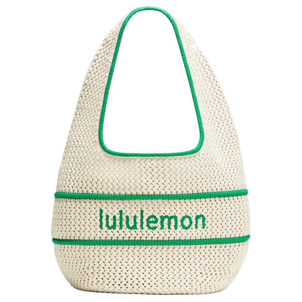 

Lululemon Cotton Crochet 7L Brand Logo Embroidery Design Woven Tote Shoulder Bag Women bags Light-Beige Track-Green LW9FPNS-071360 Light Ivory Runway Green
