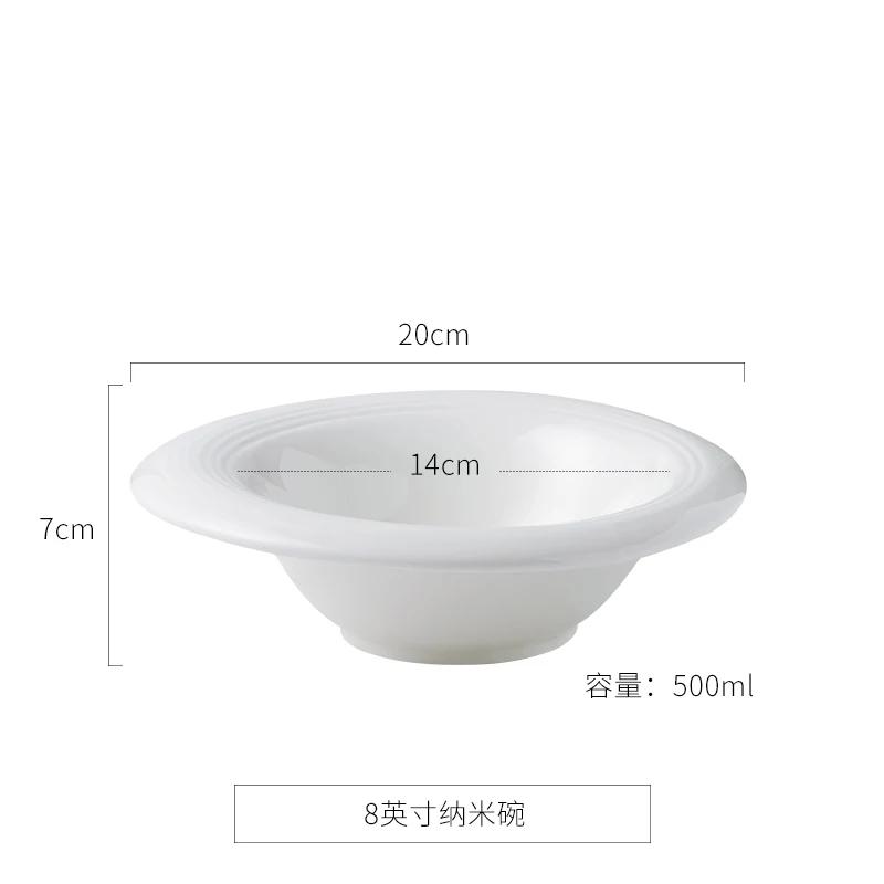 

Большая емкость Чисто белая суповая миска Керамическая обеденная тарелка Десертная миска Фруктовая тарелка Салатницы Лапша Поднос для димсамов