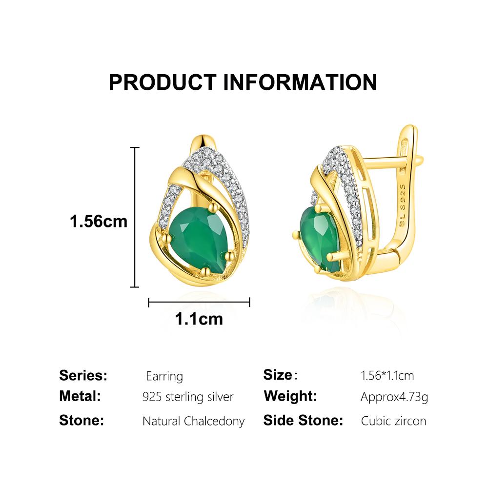 Elegant Noble Natural Pear 6*8mm Agate Clasp Earrings Real Gemstones 925 Sterling Silver Fine Jewelry for Women's Birthday Gifts