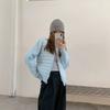 Womens Winter Casual Puffer Coat Knit Sleeve Slim Fit Stand Collar Everyday Outerwear