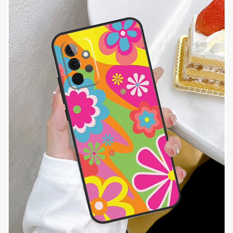 Groovy Flowers Hippie Bohemian Case For Samsung Galaxy A53 A33 A23 A13 A15 A25 A35 A55 A54 A34 A14 A51 A12 A32 A52 Cover