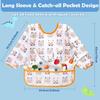 Long Sleeve Waterproof Bib Set 2 Pack Adjustable Size No Fluorescent Agent 6-36 Months Flamingo Cactus