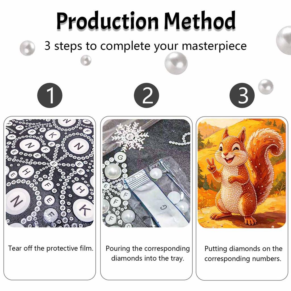 Pearl Painting Kit Cute Squirrel Art DIY Home Decoration Painting