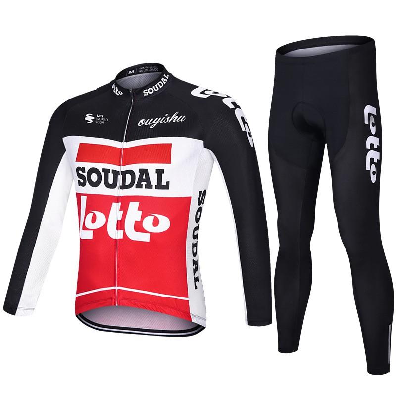 Men Women Cycling Jersey Set Long Sleeve Breathable Mesh Bike Outfit Road MTB Riding