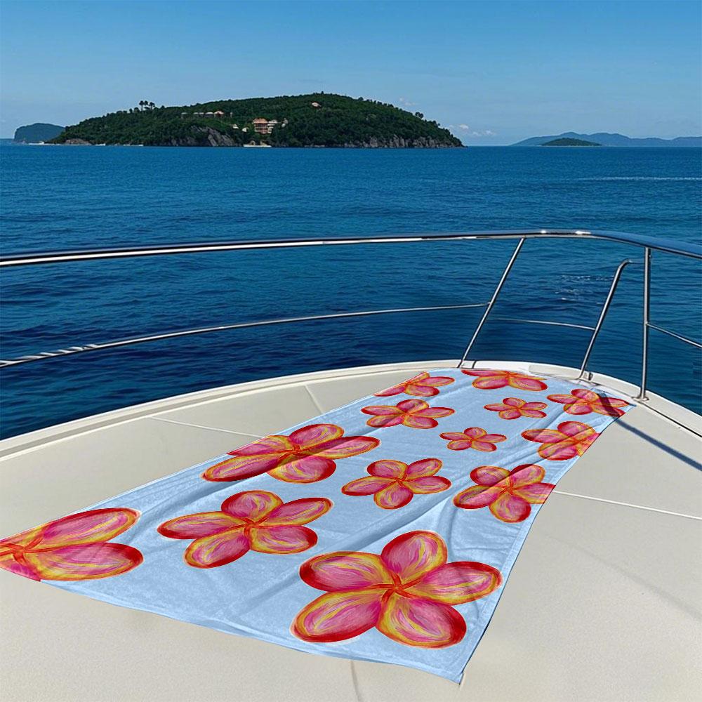Tropical Pink - Yellow Blooms Quick Drying Bath Towel Microfiber beach towel light weight swimming camping yoga beach out