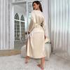 Danny Lin Faux Silk Long Sleeve Nightgown & Tie Bathrobe for Women - Fashionable, Sexy, Casual Homewear