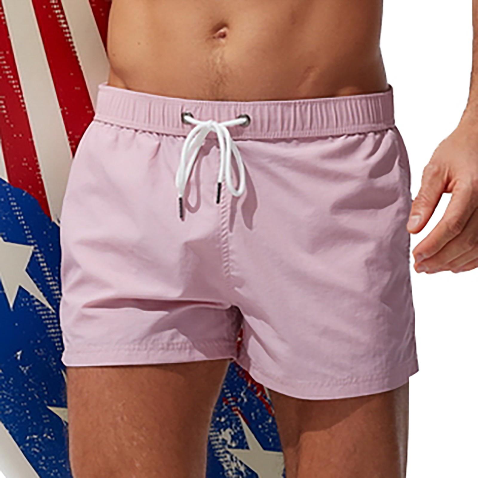 

Мужские пляжные брюки с карманами на молнии, шорты для серфинга, повседневные модные плавки L розовый