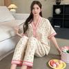 New Crepe Tulip Rabbit Large Size Pajamas Women's Spring Summer Short Sleeve Pants Two-piece Ins Style Loungewear