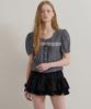MORE THAN LIKE Check Ribbon Lace Blouse - Navy