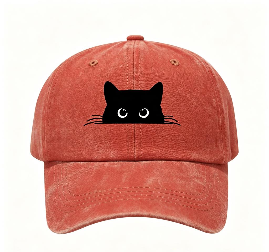 Small Black Cat Print Retro Street Feng Shui Wash Men and Women Baseball Cap Casual Outdoor Sun Hat