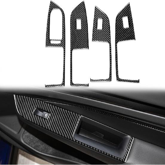 Real Carbon Fiber Car Interior Door Bowl Cover Trim Stickers Compatible with Volkswagen VW Golf 8 8.5 MK8 GTI 2021 2022 2023 Auto Accessories Decals