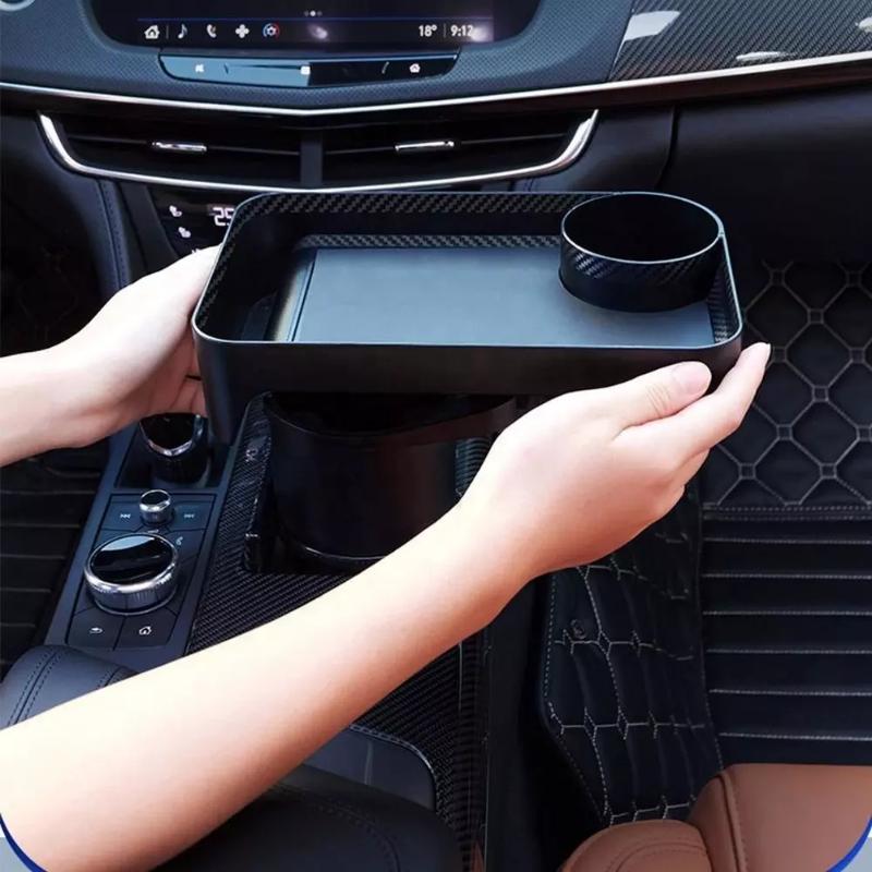 Portable Car Cup Holder Attachable Meal Tray Expanded Table Desk 360 Rotatable Adjustable Car Food Tray Cup