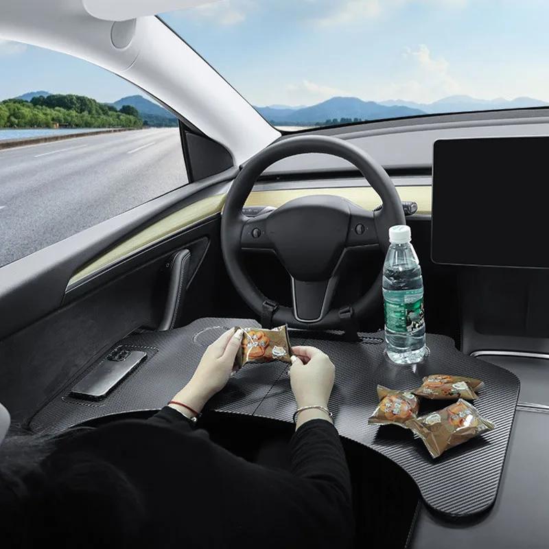 Folding Car Steering Wheel Board Laptop Foldable Desk Mount Eating Drinks Tray Holder for Tray Table for Tesla Model 3 Model Y