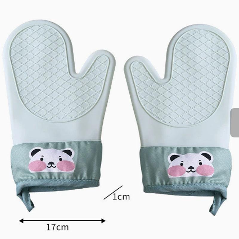 Pink Plaid Thickened Anti-Scald Gloves with Silicone Grip – Non-Slip, Heat-Resistant for Microwave and Baking