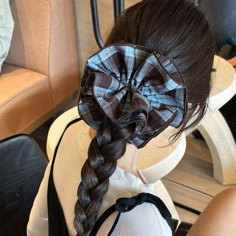 Retro Plaid Hairband French Temperament Elastic Hair Rope Hair Accessories