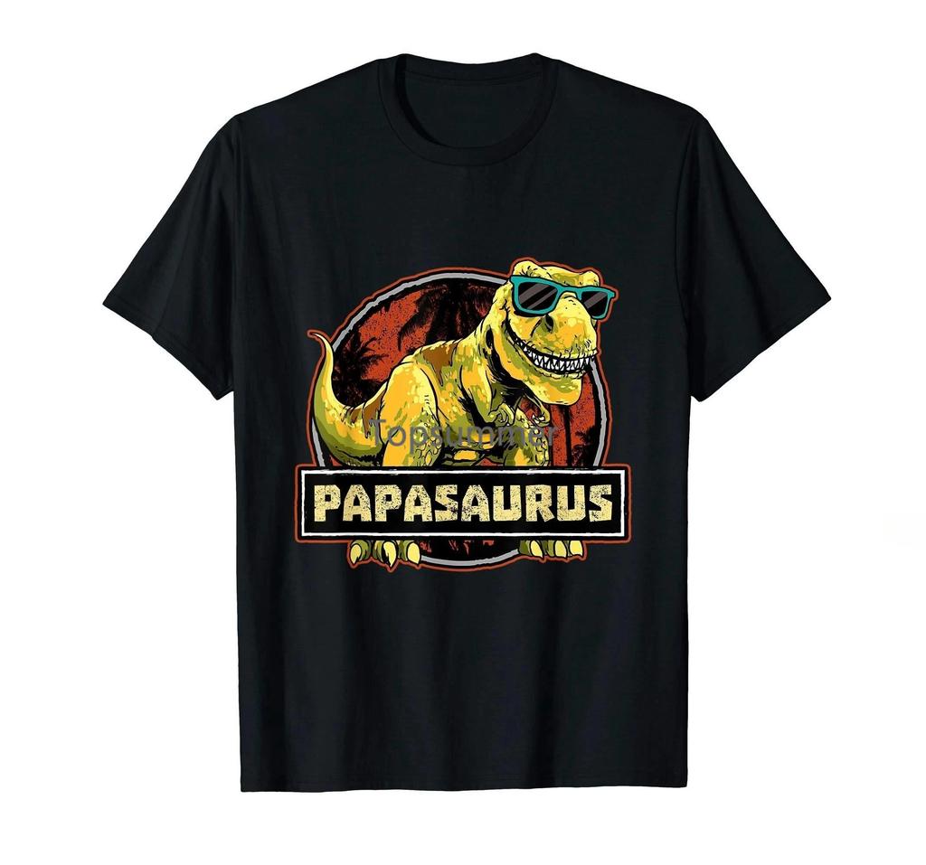 Papasaurus Shirt T Rex Papa Saurus Dinosaur Grandpa Dino Printed TShirt Summer Fashion Oneck Shortsleev Loose Ropa Hombre